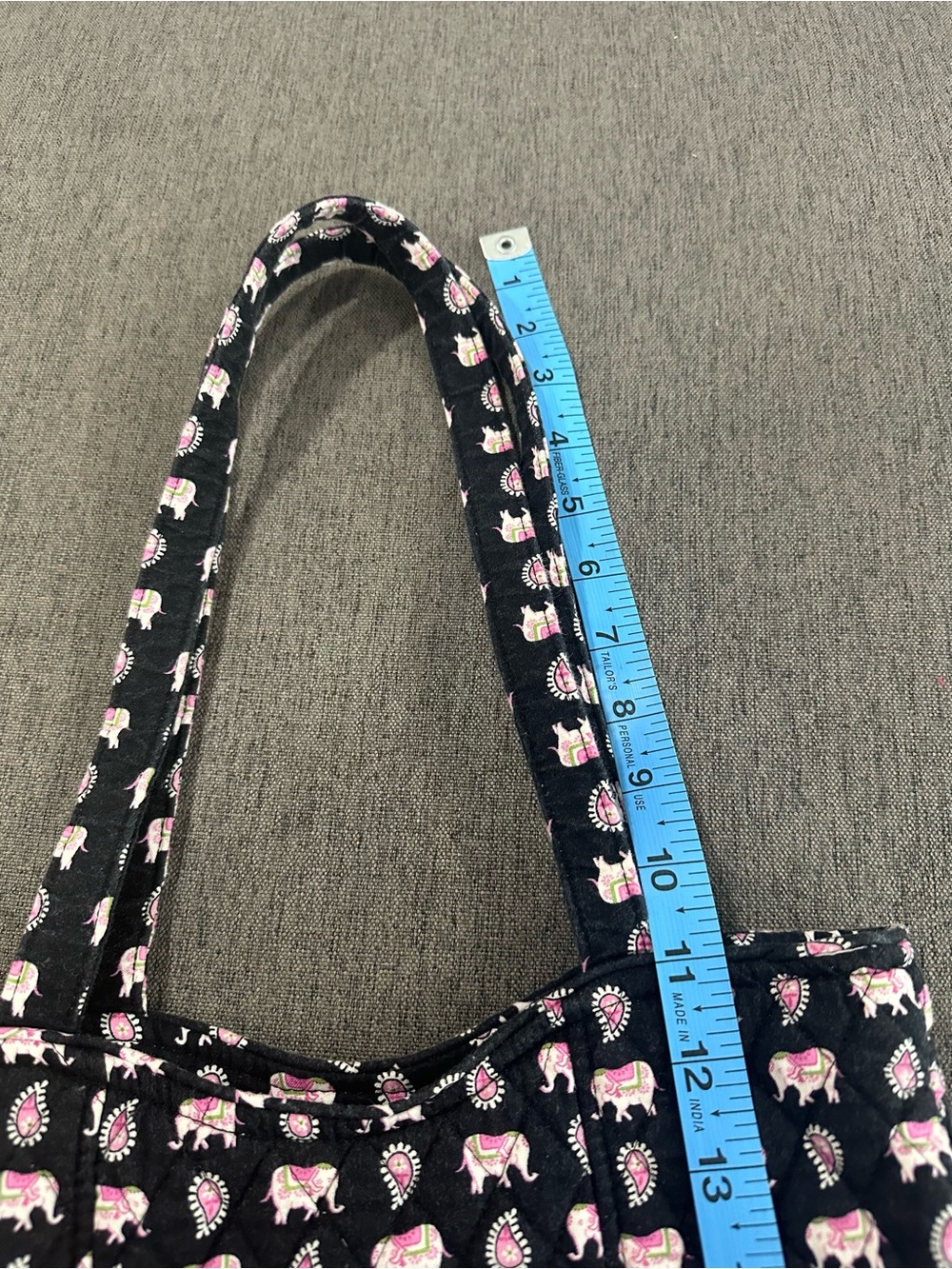 Vera Bradley Rare Black Tote with Pink and White Elephant Pattern - Picture 9 of 9